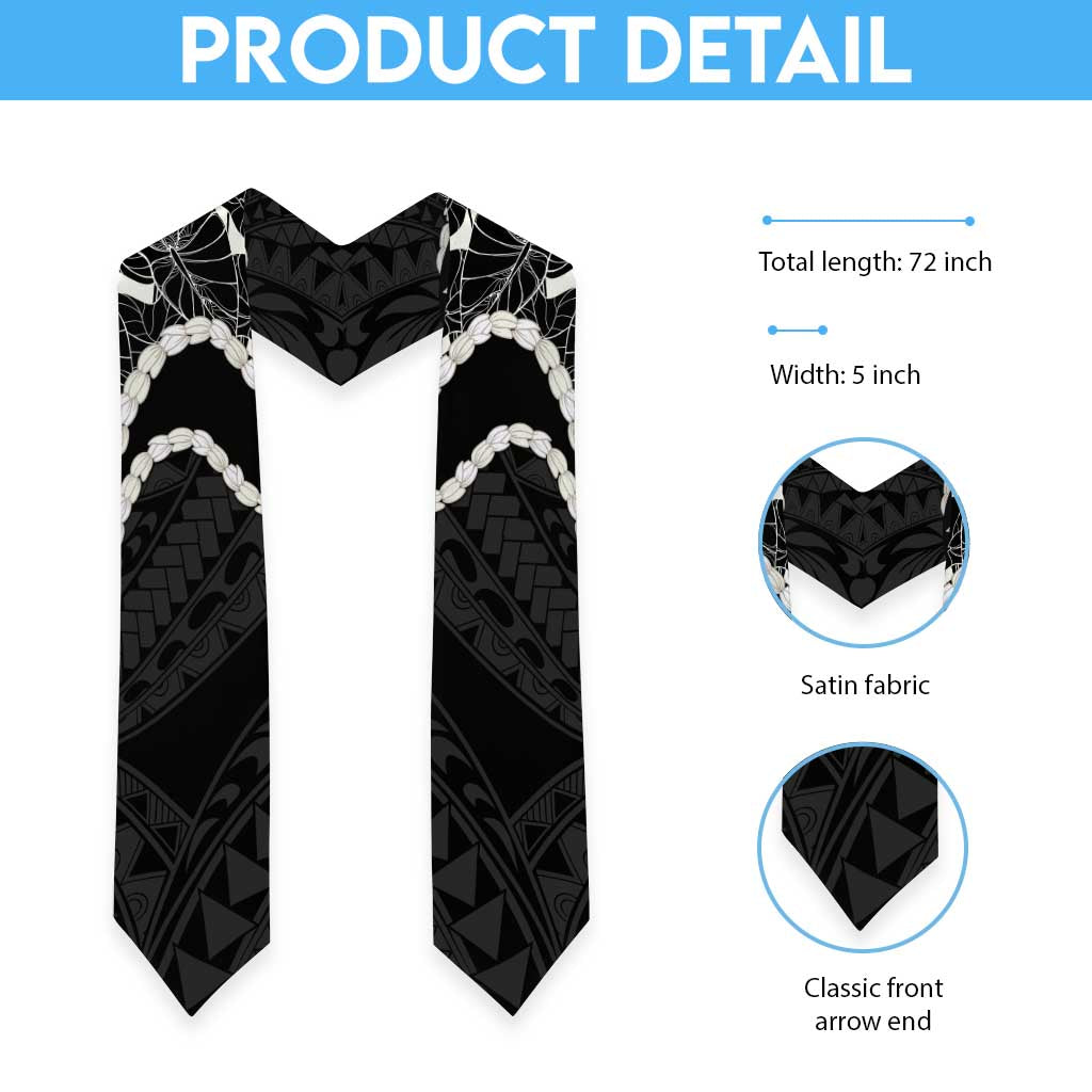 Aloha Hawaii Kalo Pikake Lei Graduation Stole Chest Tattoo Black Hawaiian Pattern