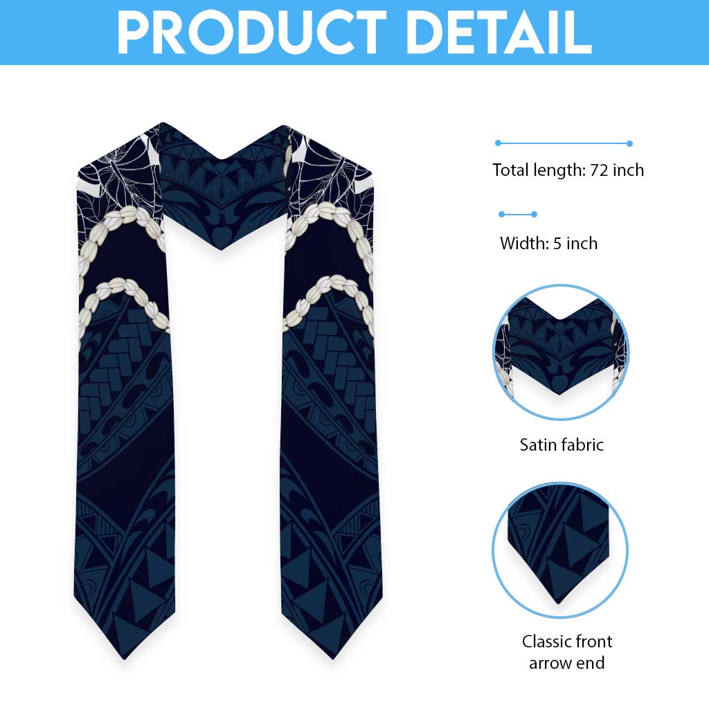 Aloha Hawaii Kalo Pikake Lei Graduation Stole Chest Tattoo Oxford Blue Hawaiian Pattern