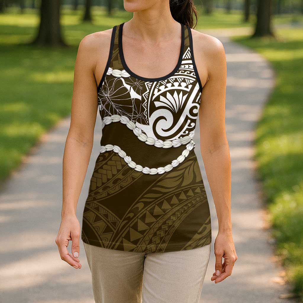 Aloha Hawaii Kalo Pikake Lei Hollow Tank Top Chest Tattoo Gold Hawaiian Pattern