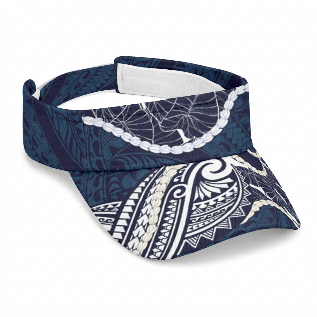 Aloha Hawaii Kalo Pikake Lei Sun Visor Cap Chest Tattoo Oxford Blue Hawaiian Pattern