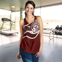 Aloha Hawaii Kalo Pikake Lei Women Racerback Tank Chest Tattoo Oxblood Hawaiian Pattern LT14 - Polynesian Pride
