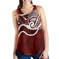 Aloha Hawaii Kalo Pikake Lei Women Racerback Tank Chest Tattoo Oxblood Hawaiian Pattern LT14 - Polynesian Pride
