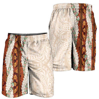 Aloha Hawaii Mikioi Lei Shorts for Men Beige Tropical Flower Pattern LT14 - Polynesian Pride