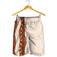 Aloha Hawaii Mikioi Lei Shorts for Men Beige Tropical Flower Pattern LT14 - Polynesian Pride