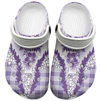 Aloha Hawaii Palaka Clogs Shoes Purple Plumeria Lei LT05 Purple - Polynesian Pride