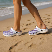 Aloha Hawaii Palaka Clogs Shoes Purple Plumeria Lei LT05 - Polynesian Pride