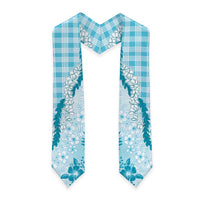 Aloha Hawaii Palaka Graduation Stole Blue Plumeria Lei
