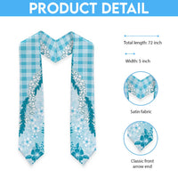 Aloha Hawaii Palaka Graduation Stole Blue Plumeria Lei