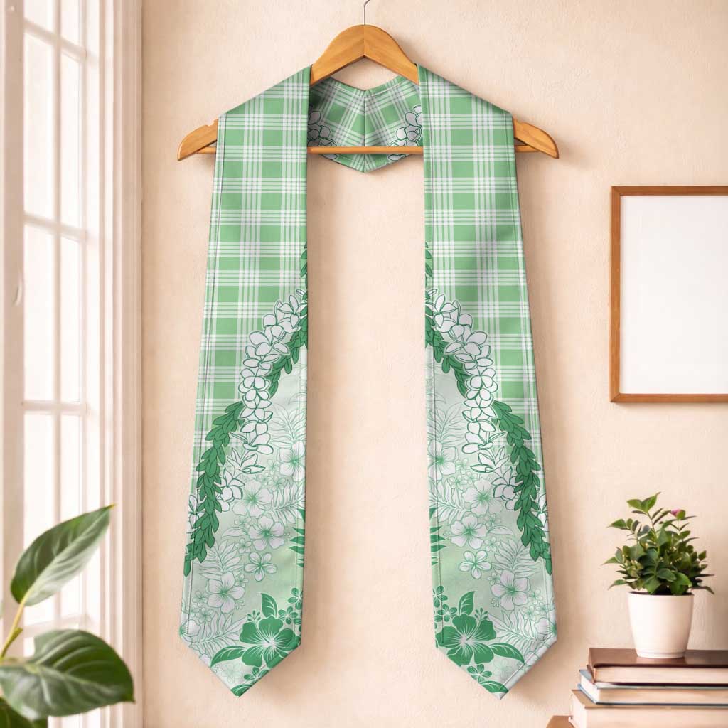 Aloha Hawaii Palaka Graduation Stole Green Plumeria Lei LT05 One Size Green - Polynesian Pride