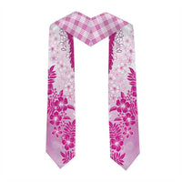 Aloha Hawaii Palaka Graduation Stole Pink Plumeria Lei