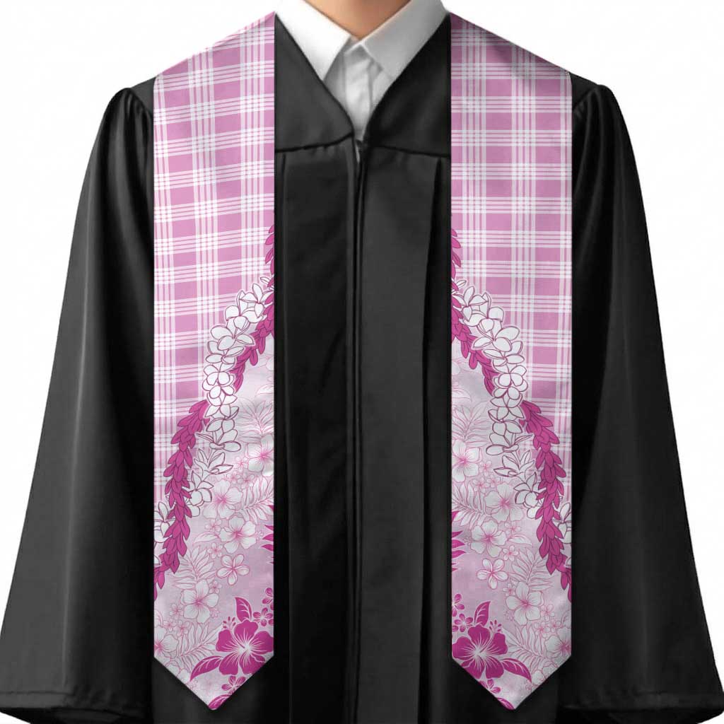 Aloha Hawaii Palaka Graduation Stole Pink Plumeria Lei