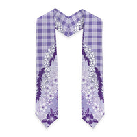 Aloha Hawaii Palaka Graduation Stole Purple Plumeria Lei