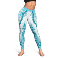 Aloha Hawaii Palaka Leggings Blue Plumeria Lei LT05 - Polynesian Pride
