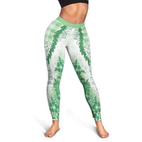 Aloha Hawaii Palaka Leggings Green Plumeria Lei LT05 - Polynesian Pride