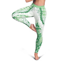 Aloha Hawaii Palaka Leggings Green Plumeria Lei LT05 - Polynesian Pride