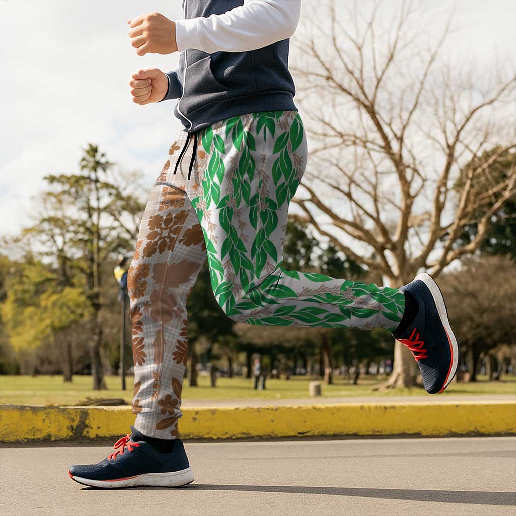 Aloha Hawaii Palaka Tuberose Lei Jogger Pants Hawaiian Quilt Seamless Style LT14 - Polynesian Pride