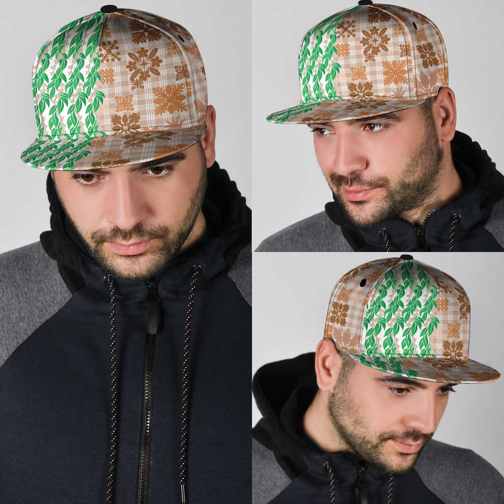 Aloha Hawaii Palaka Tuberose Lei Snapback Cap Hawaiian Quilt Seamless Style - Polynesian Pride