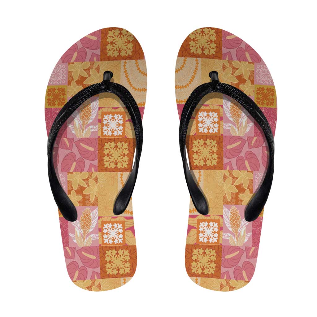 Aloha Hawaii Quilt Floral Patchwork Style Flip Flops LT14 Multicolor - Polynesian Pride