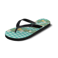 Aloha Puakenikeni Anthurium Pikake Lei Flip Flops Marine Hawaiian Palaka Pattern