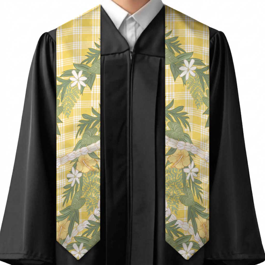 Aloha Puakenikeni Anthurium Pikake Lei Graduation Stole Gold Hawaiian Palaka Pattern