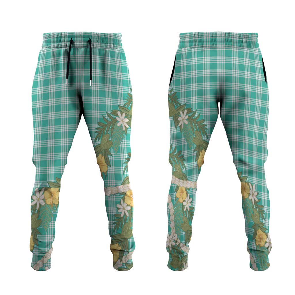 Aloha Puakenikeni Anthurium Pikake Lei Jogger Pants Marine Hawaiian Palaka Pattern LT9 Marine - Polynesian Pride