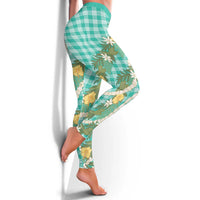 Aloha Puakenikeni Anthurium Pikake Lei Leggings Marine Hawaiian Palaka Pattern