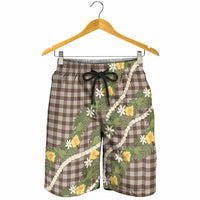 Aloha Puakenikeni Anthurium Pikake Lei Shorts for Men Chocolate Hawaiian Palaka Pattern
