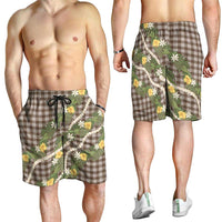 Aloha Puakenikeni Anthurium Pikake Lei Shorts for Men Chocolate Hawaiian Palaka Pattern
