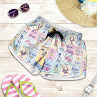 Aloha Summer Posters Grunge Textures Shorts for Women LT01 Multicolor - Polynesian Pride