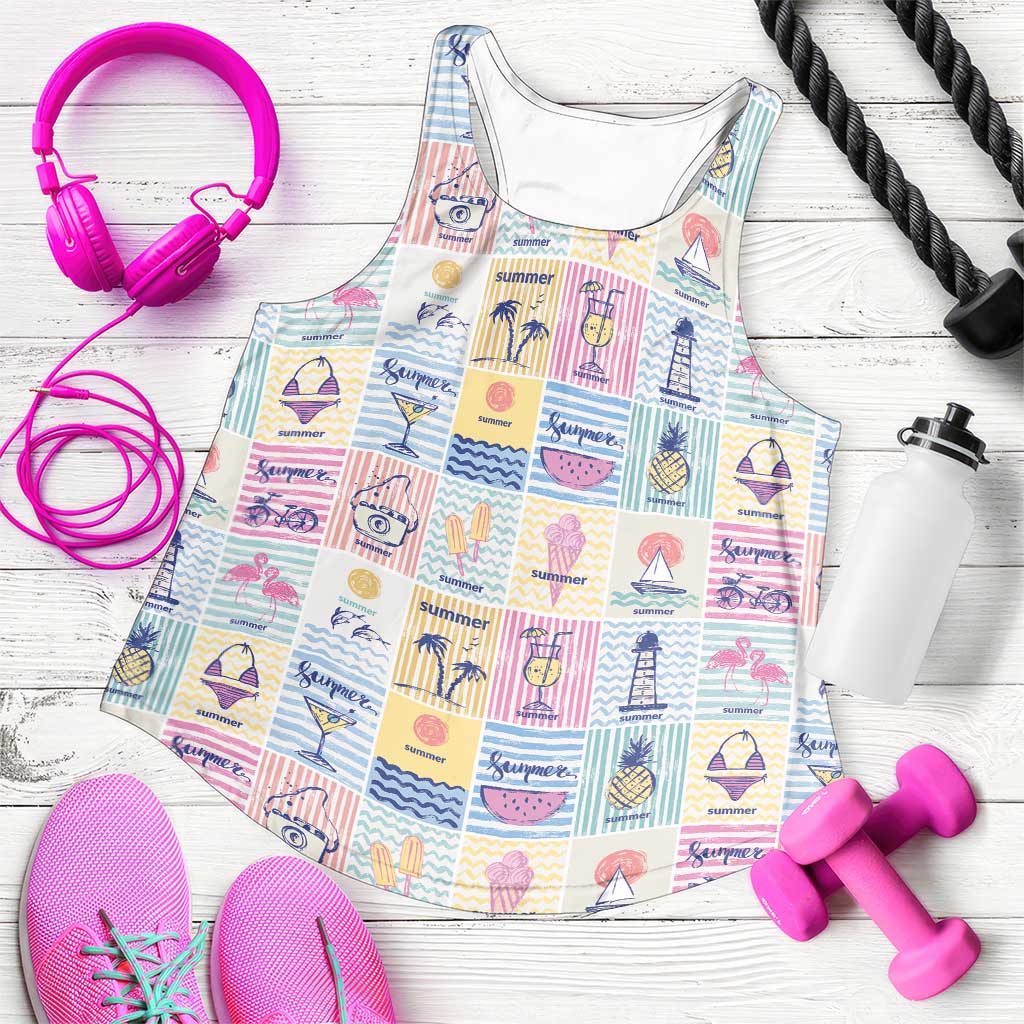 Aloha Summer Posters Grunge Textures Women Racerback Tank LT01 Multicolor - Polynesian Pride