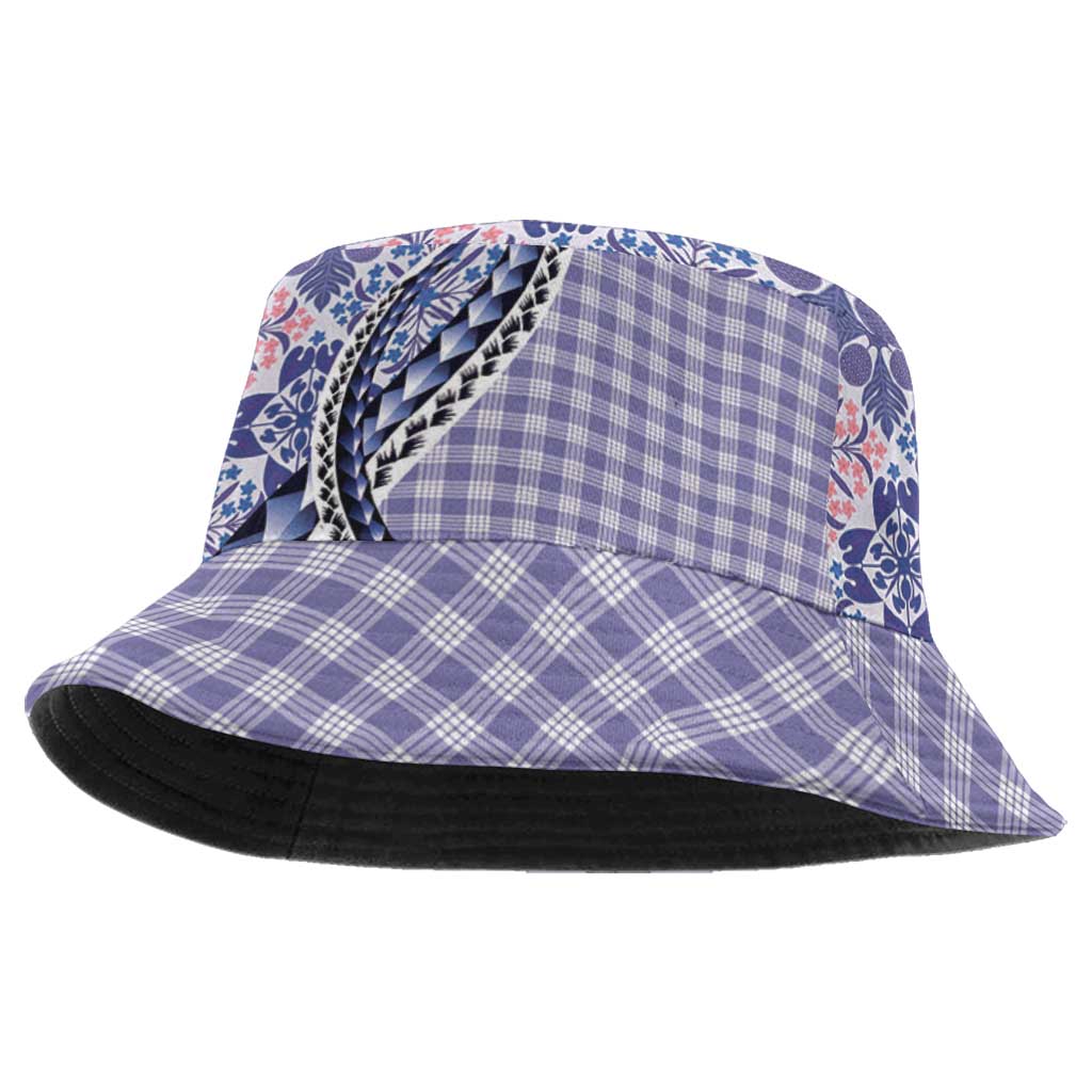 Aloha Vintage Palaka Floral Hawaiian Quilt Bucket Hat Poni Motif - Polynesian Pride