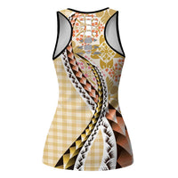Aloha Vintage Palaka Floral Hawaiian Quilt Hollow Tank Top Melemele Motif LT9 - Polynesian Pride