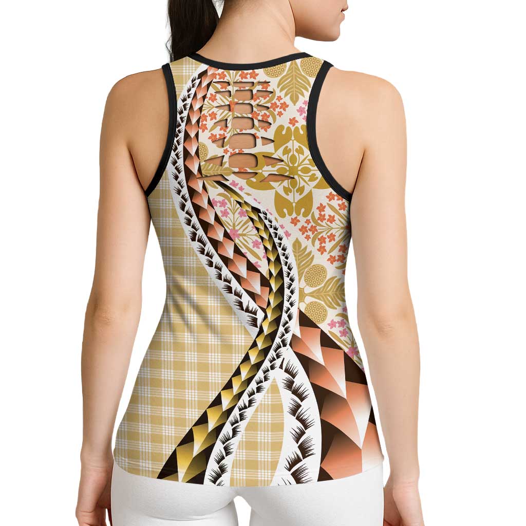 Aloha Vintage Palaka Floral Hawaiian Quilt Hollow Tank Top Melemele Motif LT9 - Polynesian Pride
