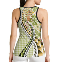 Aloha Vintage Palaka Floral Hawaiian Quilt Hollow Tank Top Omaomao Motif LT9 - Polynesian Pride