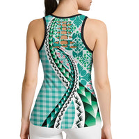 Aloha Vintage Palaka Floral Hawaiian Quilt Hollow Tank Top Polu Motif LT9 - Polynesian Pride