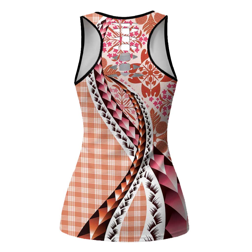 Aloha Vintage Palaka Floral Hawaiian Quilt Hollow Tank Top Ulaula Motif LT9 - Polynesian Pride