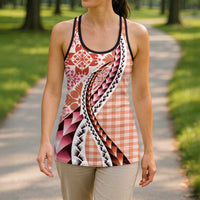 Aloha Vintage Palaka Floral Hawaiian Quilt Hollow Tank Top Ulaula Motif LT9 - Polynesian Pride
