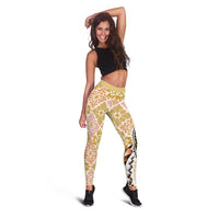 Aloha Vintage Palaka Floral Hawaiian Quilt Leggings Melemele Motif LT9 - Polynesian Pride