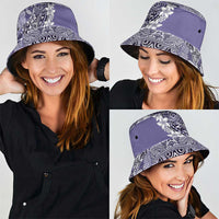 Aloha Vintage Plumeria Hawaiian Tapa Pattern Bucket Hat Purple Hawaiian Tapa Pattern - Polynesian Pride