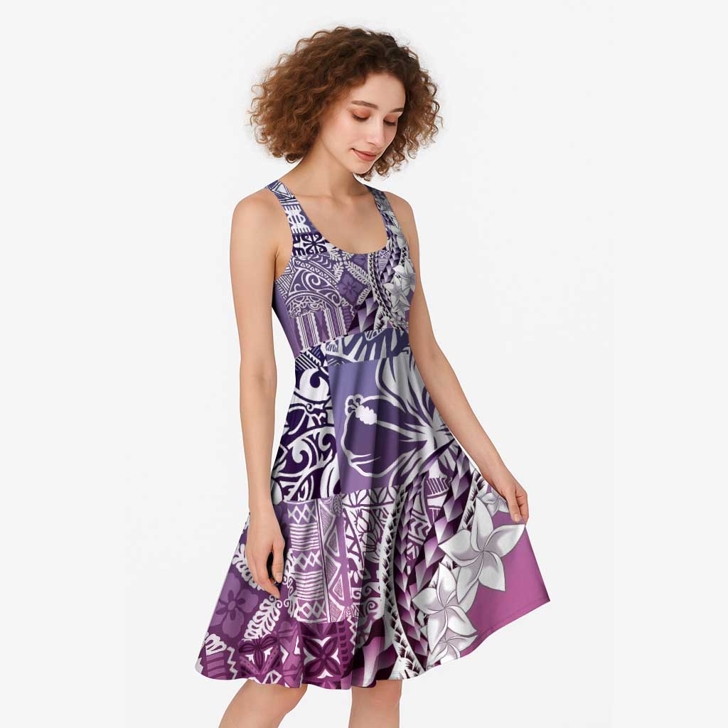 Aloha Vintage Plumeria Hawaiian Tapa Pattern Midi Dress Gradient Hawaiian Tapa Pattern - Polynesian Pride