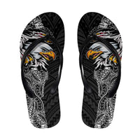 American Samoa Flip Flops Tribal Tattoo with Eagle Black