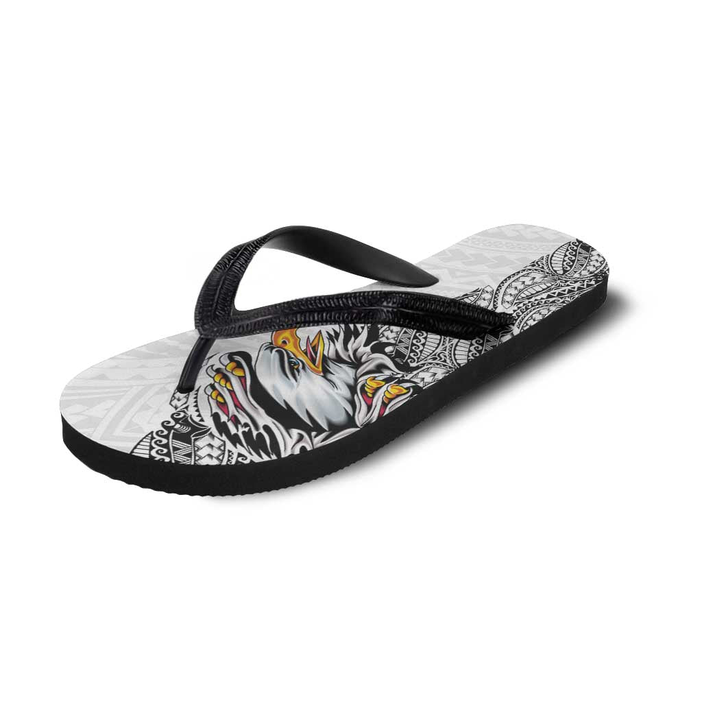 American Samoa Flip Flops Tribal Tattoo with Eagle White