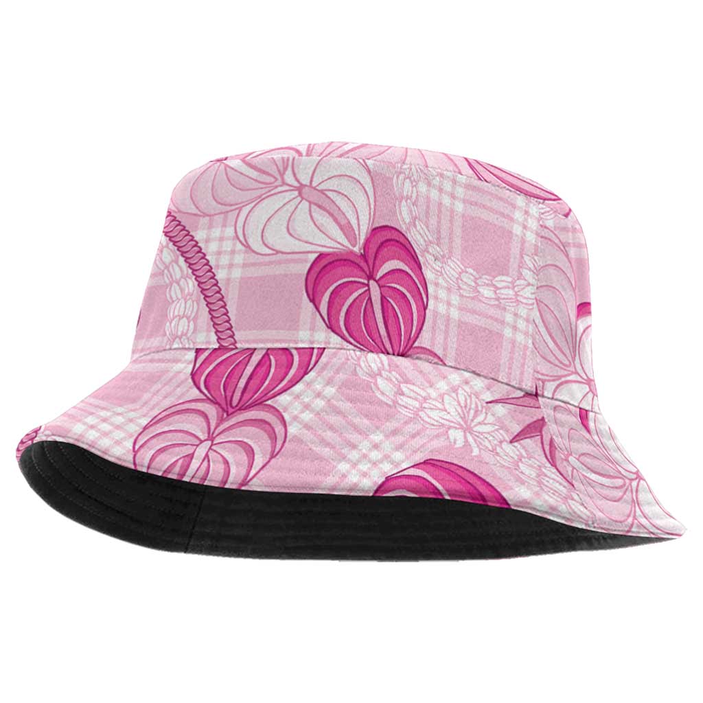 Anthurium Pikake Ti Leaf Palaka Bucket Hat Pink Version