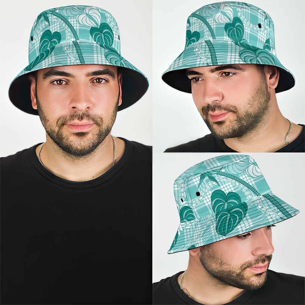 Anthurium Pikake Ti Leaf Palaka Bucket Hat Turquoise Version