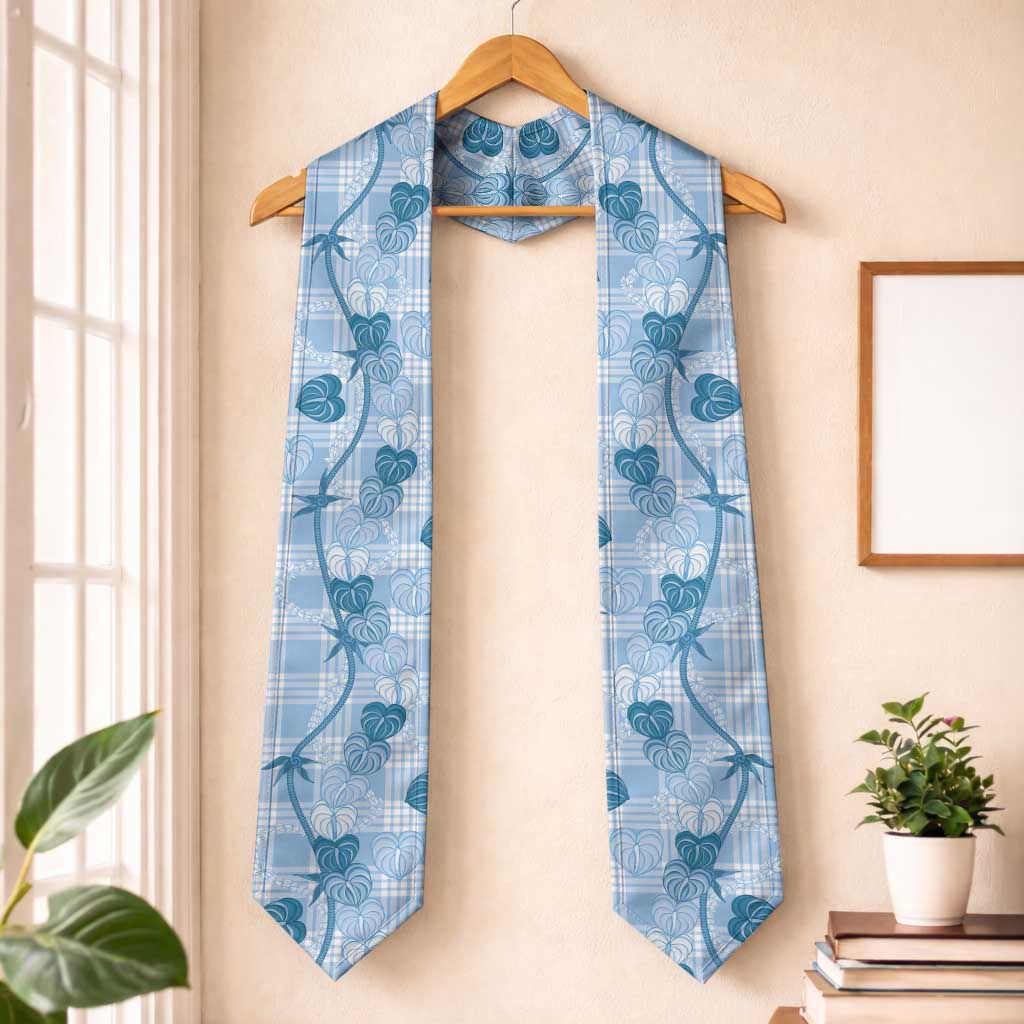 Anthurium Pikake Ti Leaf Palaka Graduation Stole Blue Version