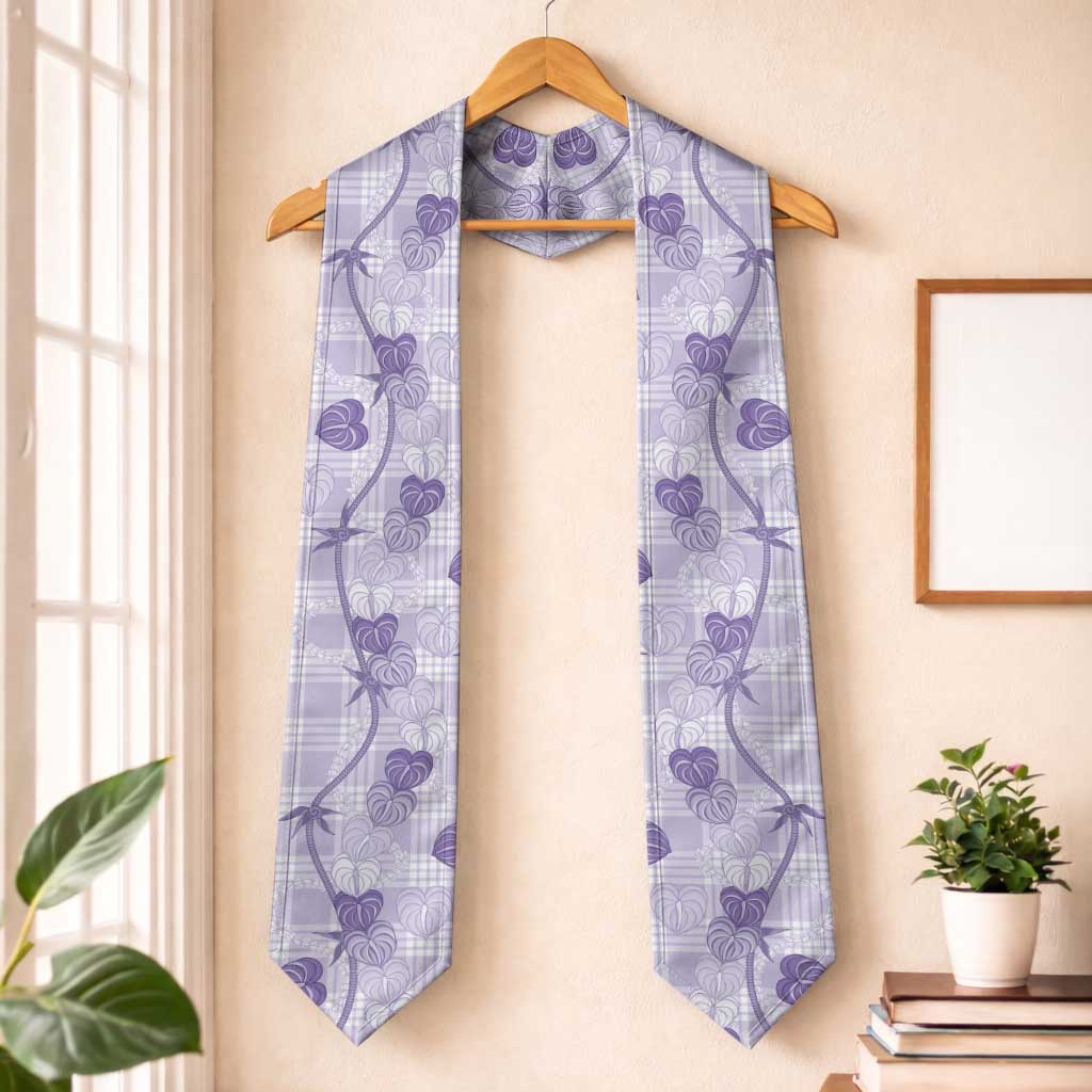 Anthurium Pikake Ti Leaf Palaka Graduation Stole Purple Version