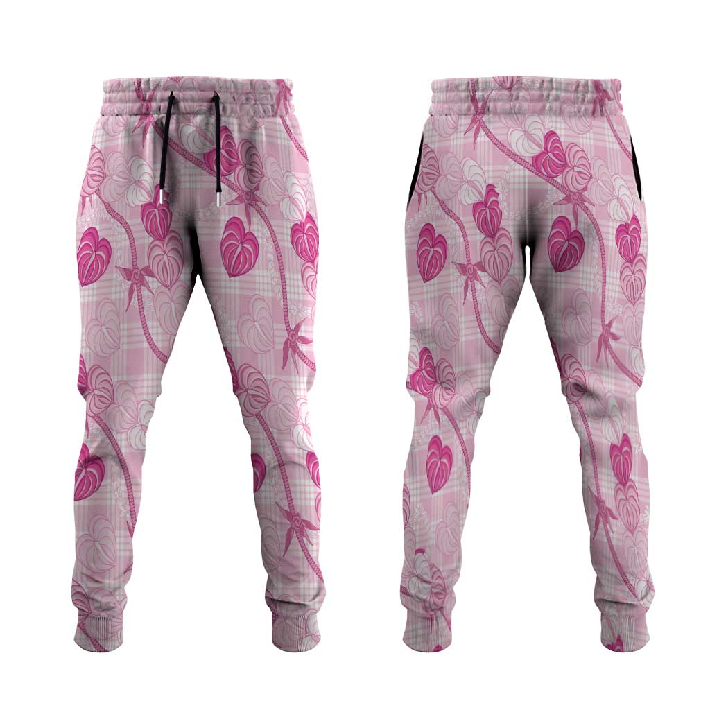 Anthurium Pikake Ti Leaf Palaka Jogger Pants Pink Version