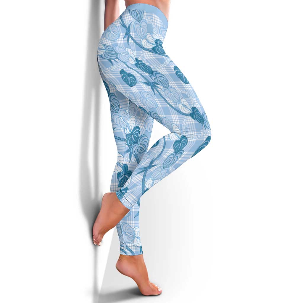 Anthurium Pikake Ti Leaf Palaka Leggings Blue Version