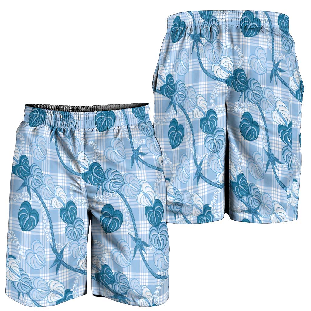Anthurium Pikake Ti Leaf Palaka Shorts for Men Blue Version