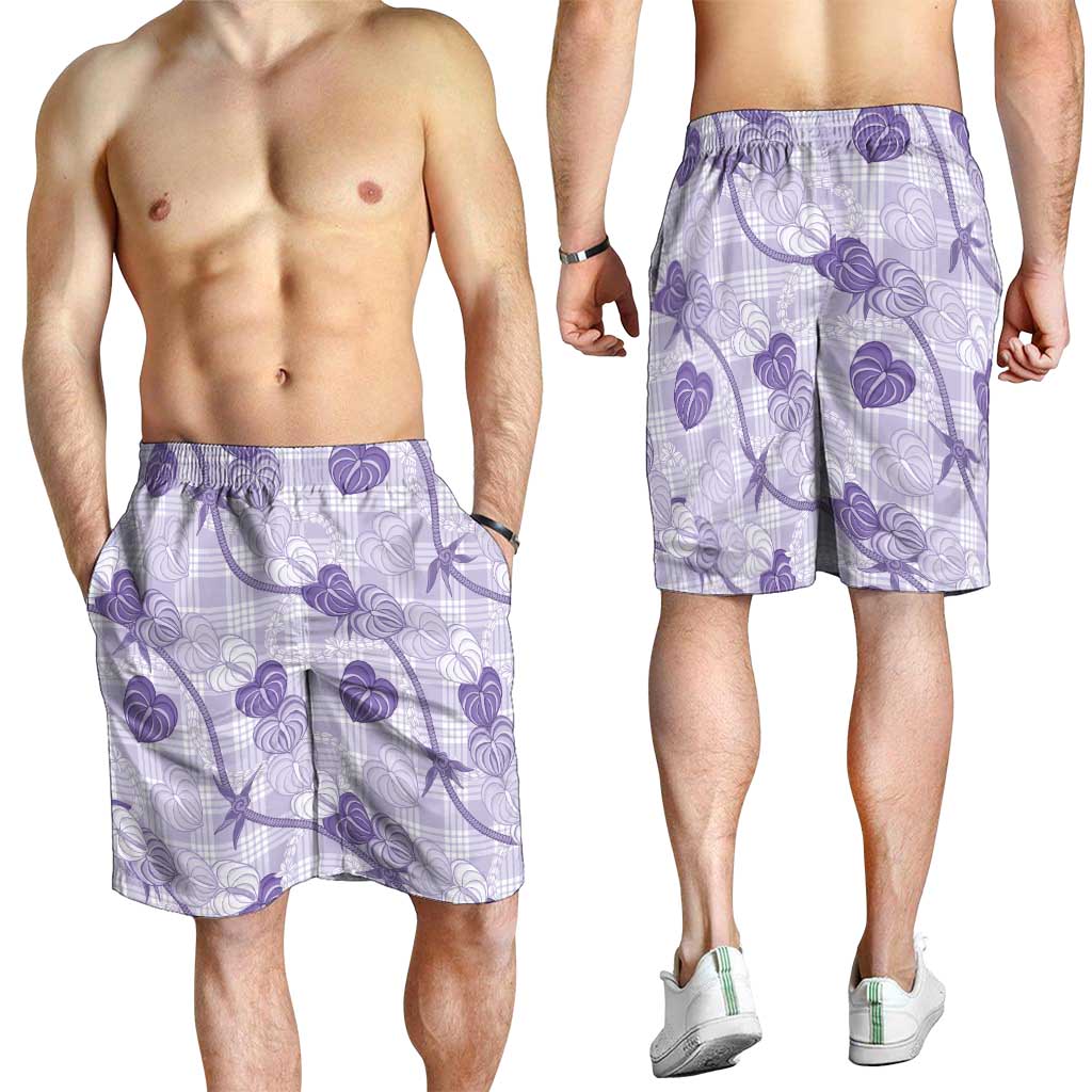 Anthurium Pikake Ti Leaf Palaka Shorts for Men Purple Version